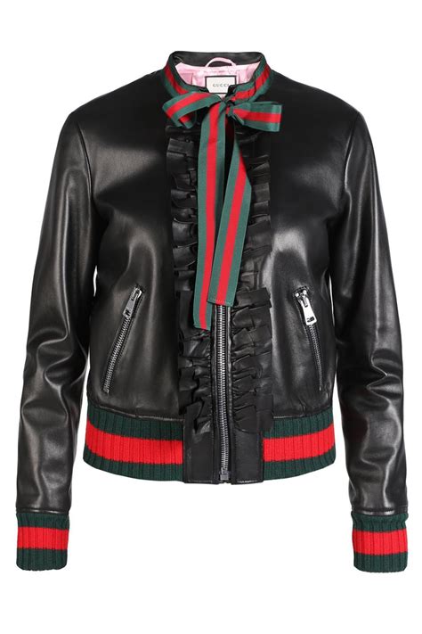 gucci leather bubble jacket|Gucci leather jacket women's.